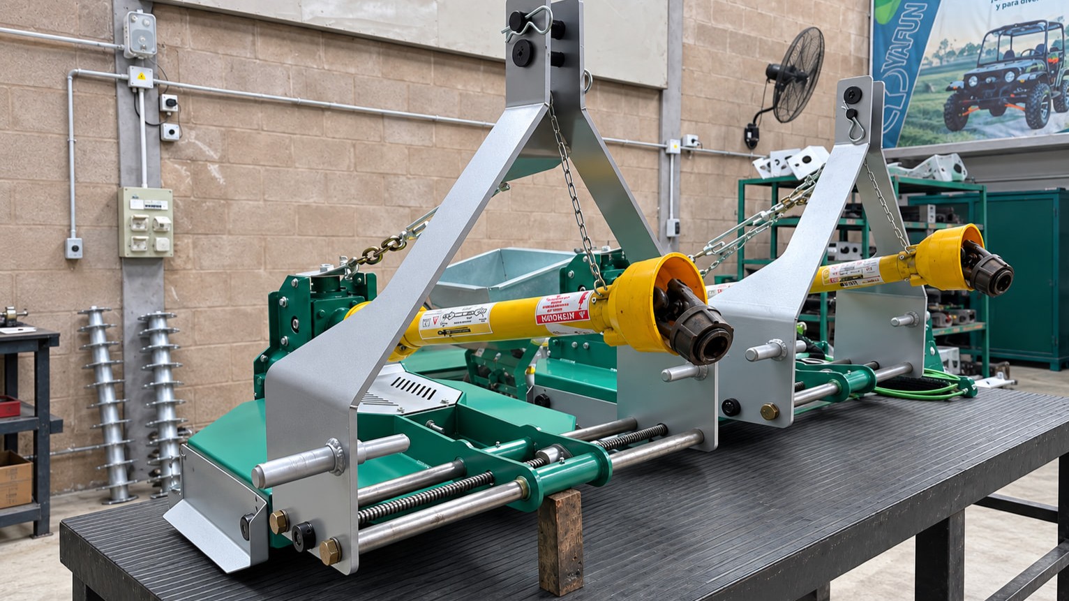 Equipos con enganche de tres puntos fabricados a medida en la planta Yafun